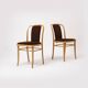 Suite de 2 chaises en bois courbé et velours marron par TON