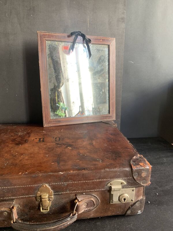 Miroir ancien au mercure en bois, fin 19e siècle