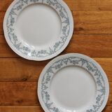 2 assiettes à dessert en terre de fer "Louis XVI" U&C Sarreguemines