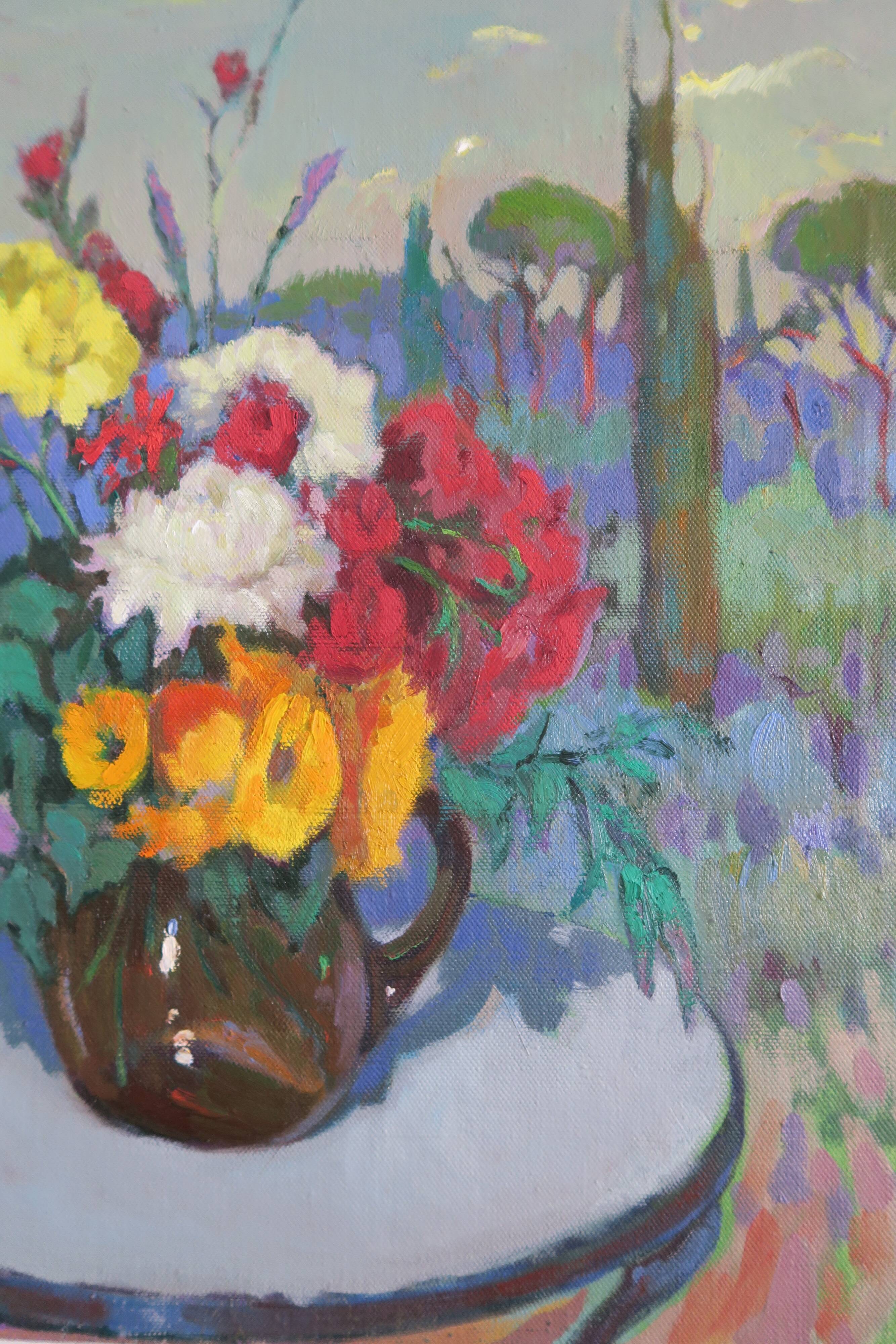 Oil on canvas of a bouquet of flowers by Espel Vives