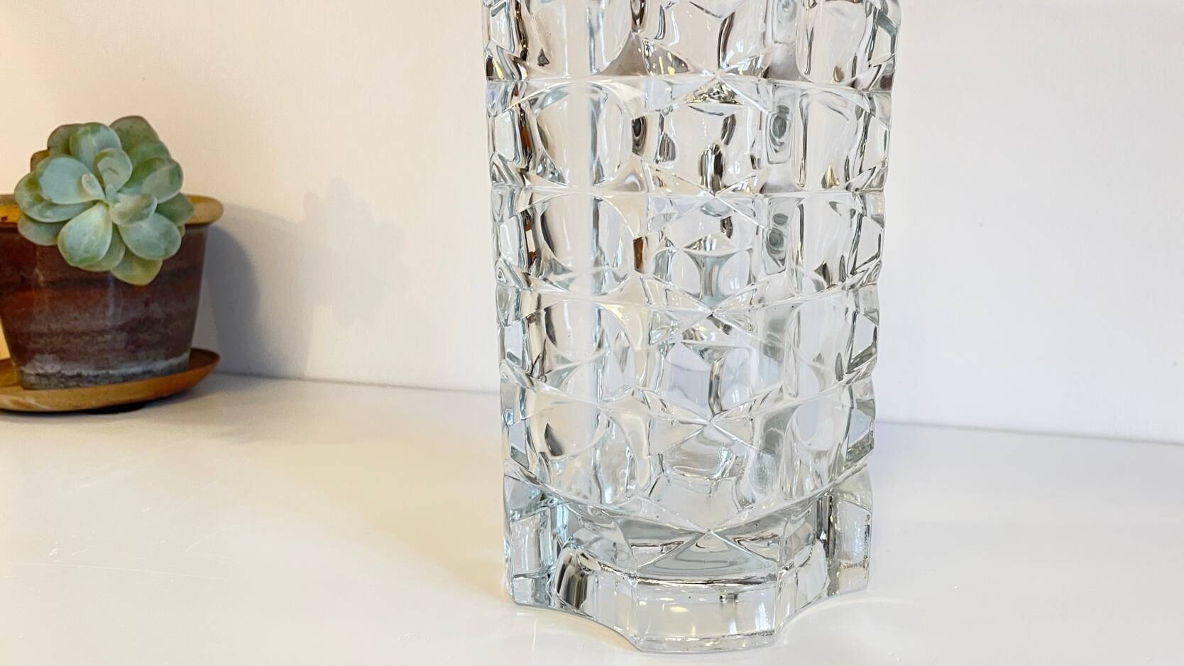 Geometric semi-crystal vase 1950s