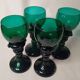 Antique Green Glass Tall Roemer Set of 4