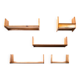 Set of 5 oak wall shelves Marcel Gascoin 50s reconstruction