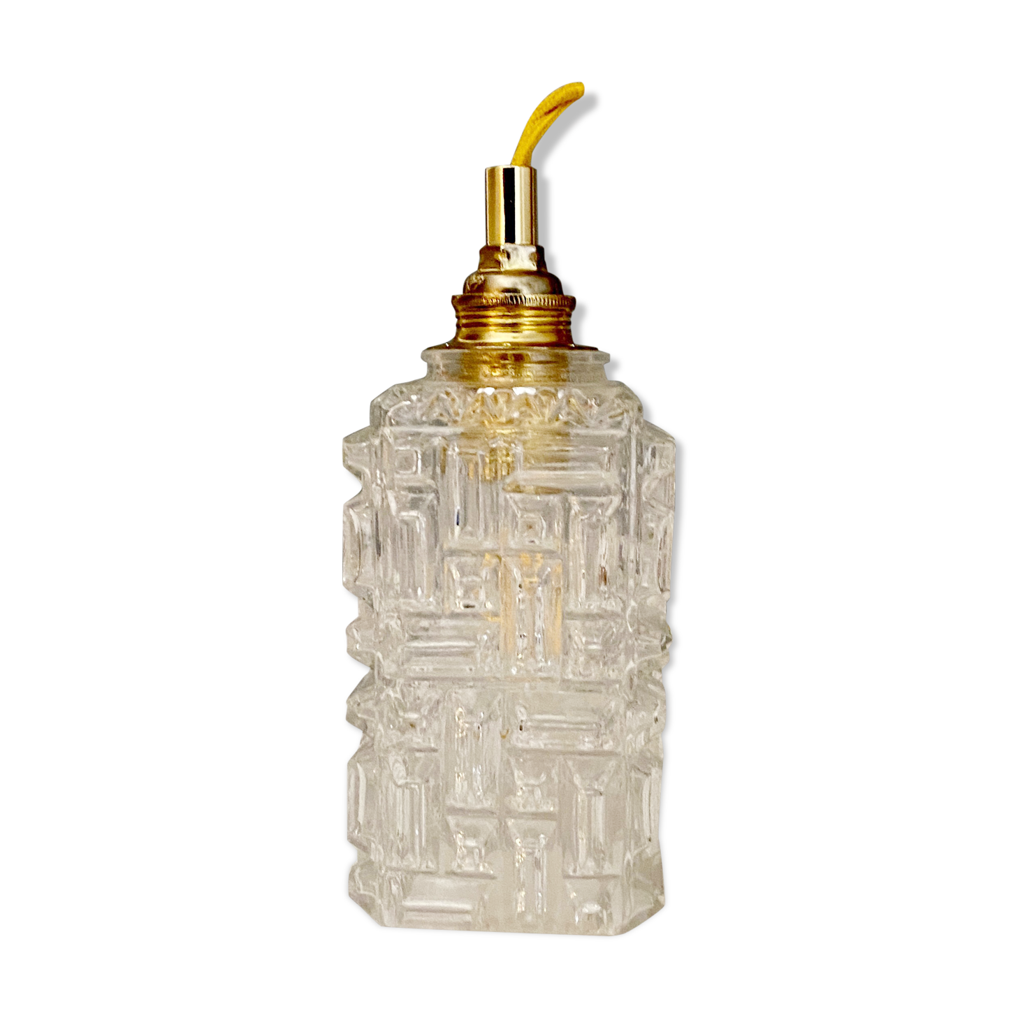 Vintage rectangular glass globe suspension