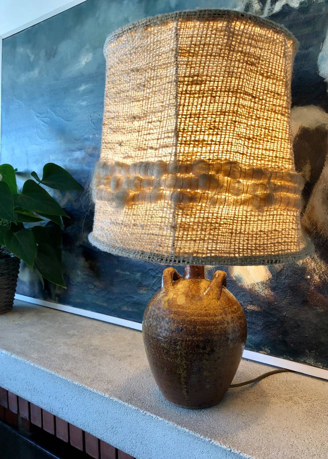 Handmade pyrite stoneware lamp, 1970