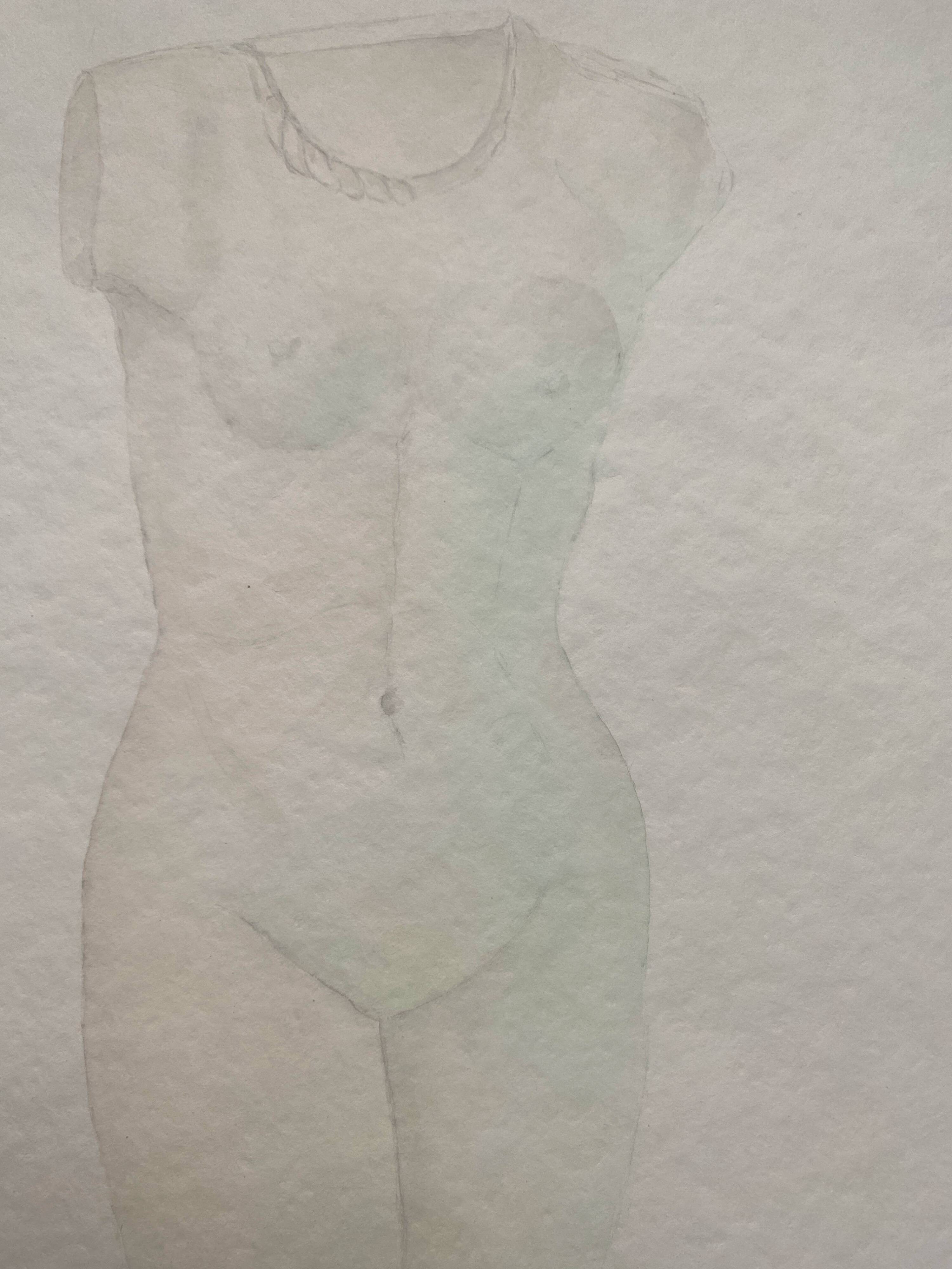 Watercolor Painting "Sheer Nude" Eliane Menant 1990