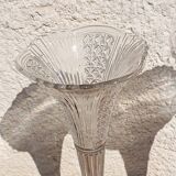 Pair of engraved tulip vases soliflor in silver metal in glass of 32