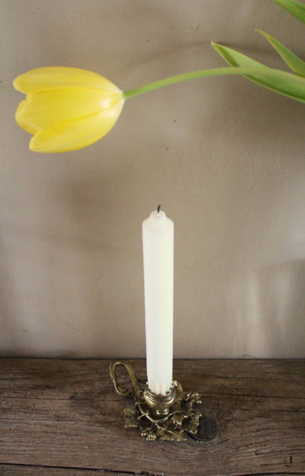 Cellar rat brass candle holder vine leaf grapes