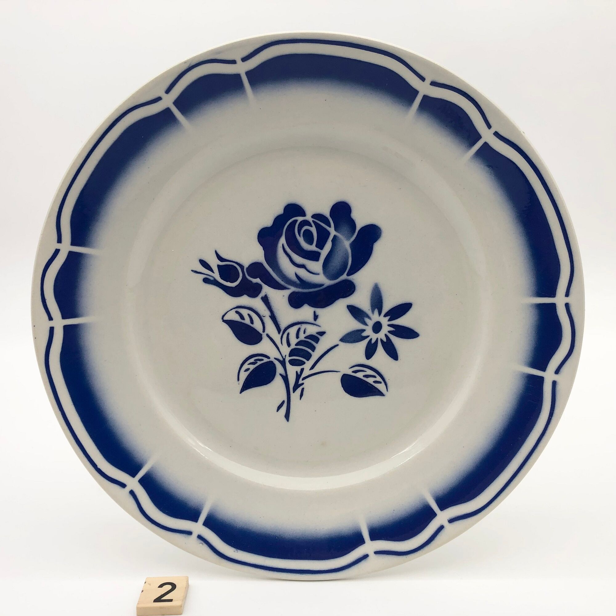 6 flat plates fb badonviller, vintage blue décor