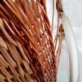 1970s rattan cradle/bassinet with hood and arch