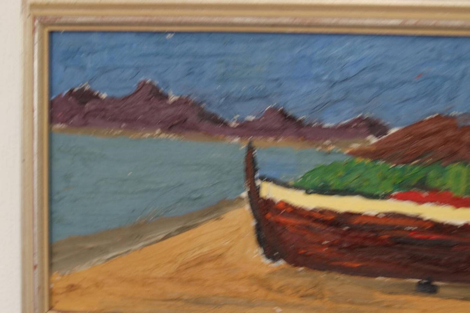 Swedish Oil on Canvas – “Boat” by Thord Leonard – Vintage & Framed