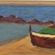 Swedish Oil on Canvas – “Boat” by Thord Leonard – Vintage & Framed