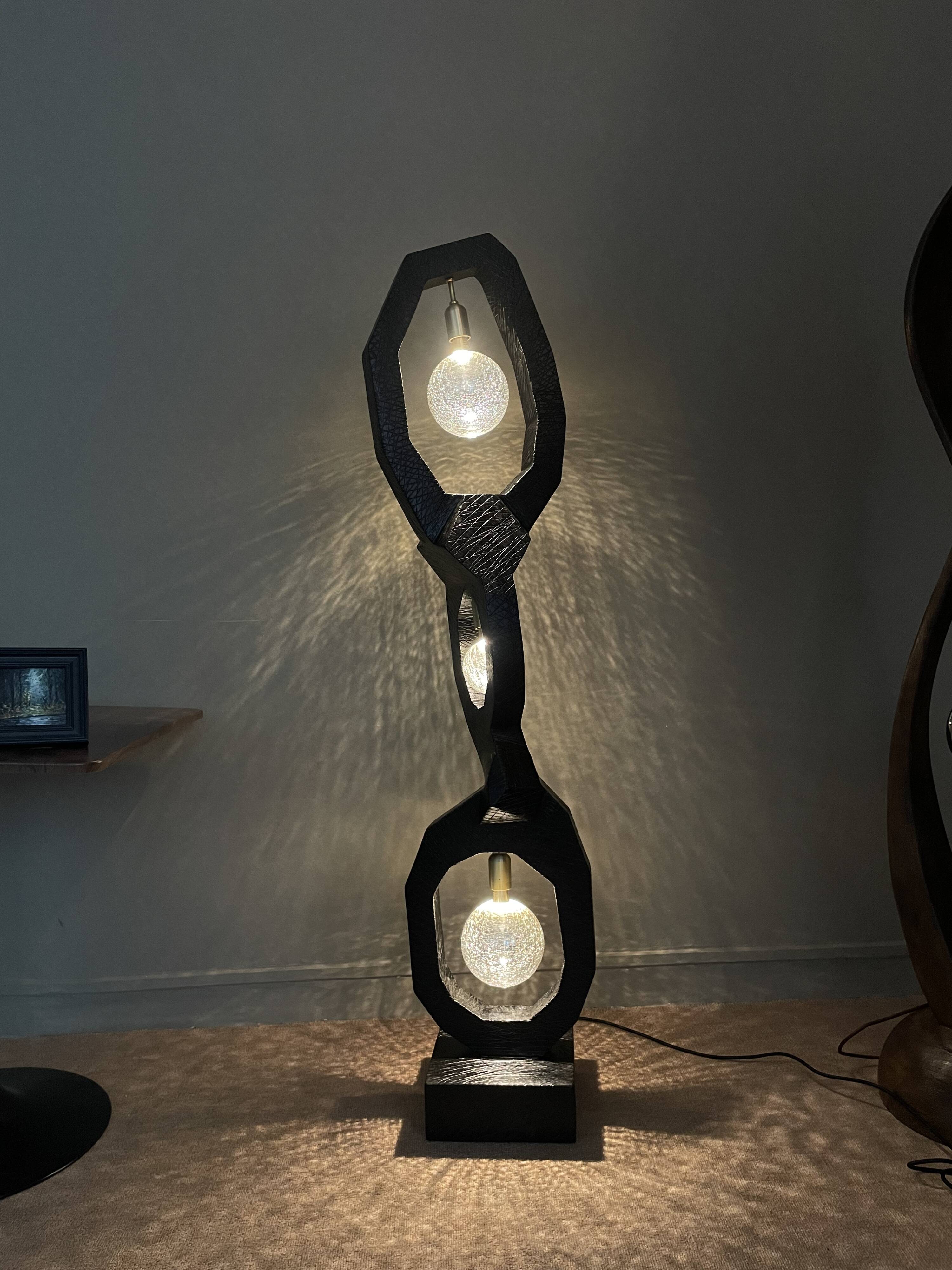 Bespoke Mid-Century Modern Light Solid Wood Floor Lamp TRINITY by Flowlight
