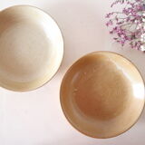 Set of 6 hollow sandstone plates, sandstone village, vintage French
