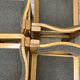 Set of 4 brutalist vintage chairs in solid wood and fabric