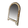 Large rounded ethnic mirror in vintage bone