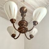 Art deco chandelier in copper and granite glass