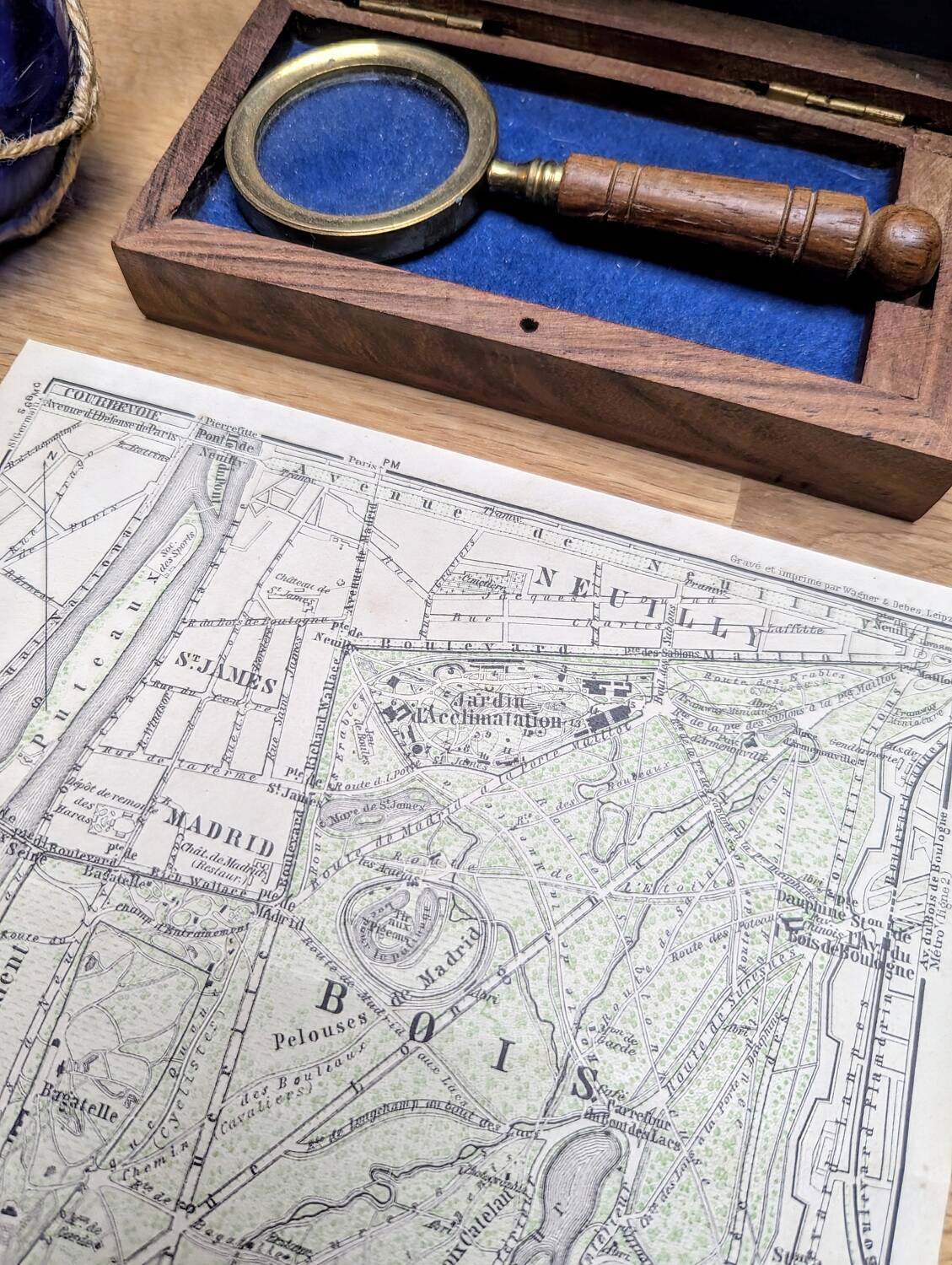 Bois de Boulogne, old map, printed in 1914.