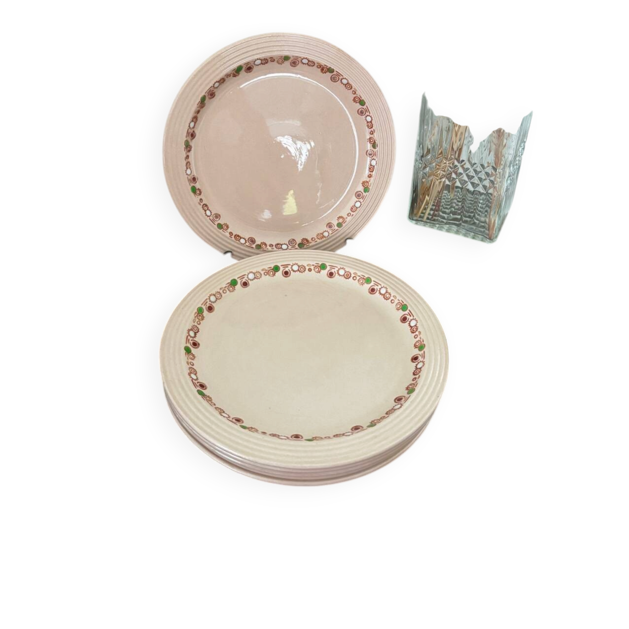 Vintage set of 6 Longwy Betty dessert plates.