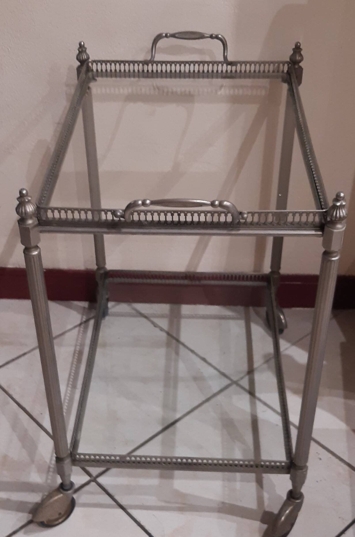 Silver-plated brass serving trolley