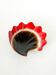 Ceramic shell-shaped catchall, red and brown, 1970.