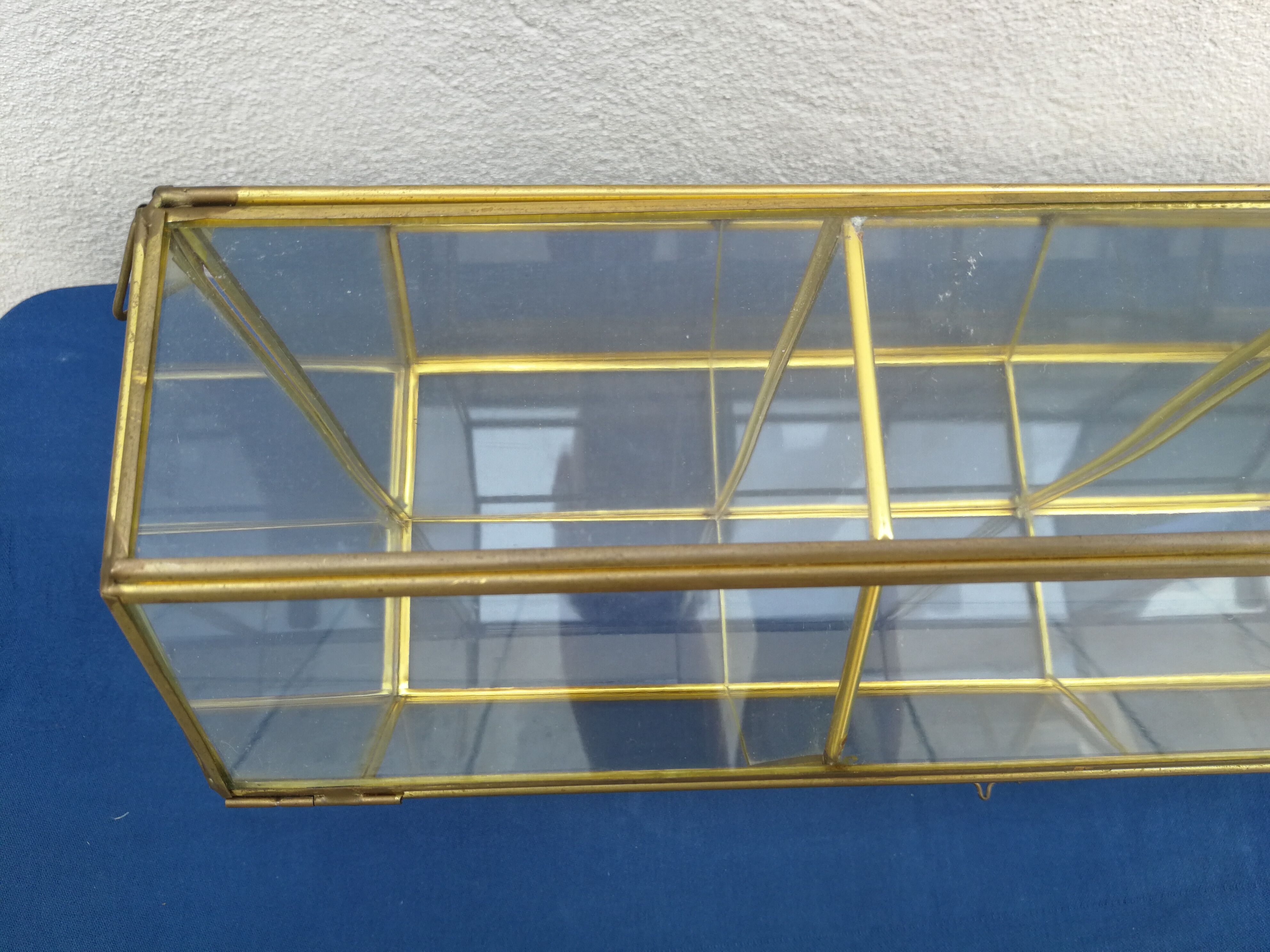 Vintage glass and brass showcase