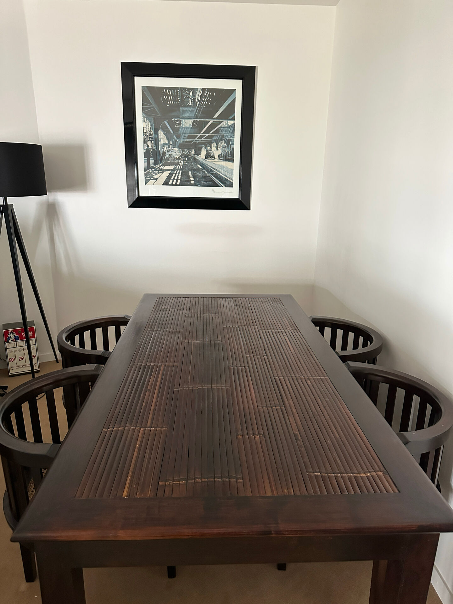 Wenge wood dining table and its 4 chairs.