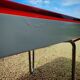 Table "floating" Space age 1970 Red Glass and Dove Tail - 140x80cm