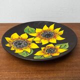 Mid-century German studio pottery wall plate with Ruscha sunflower motif, 1960s.