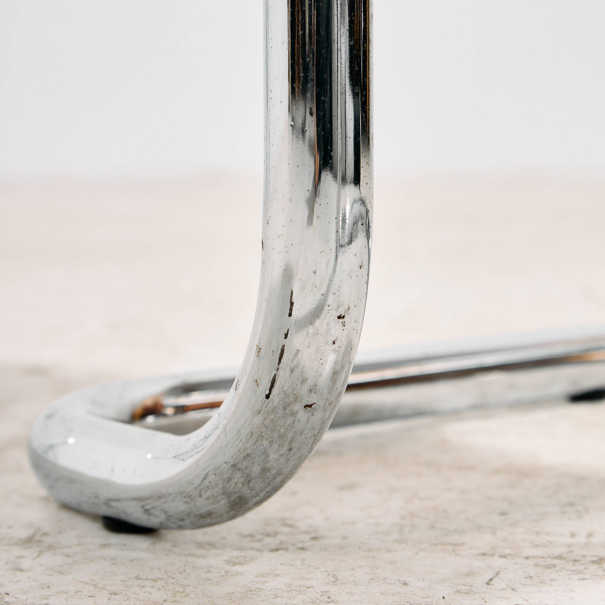 Italian chrome and leather dining set by Gastone Rinaldi, set of 7.