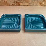 Paire ancien vide poche cendrier cec céramique verte décoration vintage