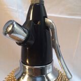 Siphon water bottle of Seltz Merkuria gold mesh rating - Vintage Czechoslovakia