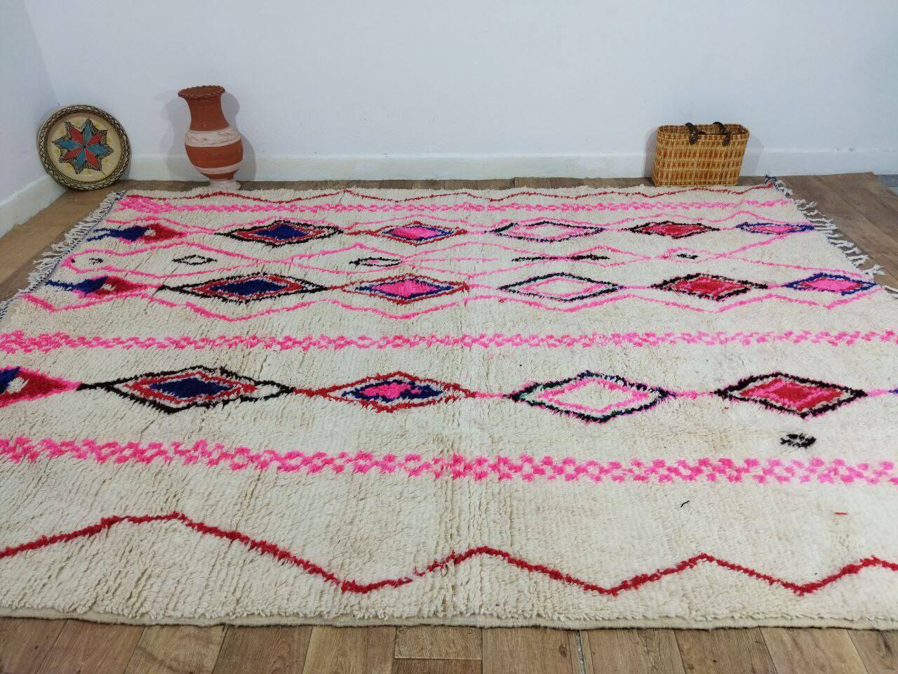 Handmade wool Berber rug 310 x 240 cm