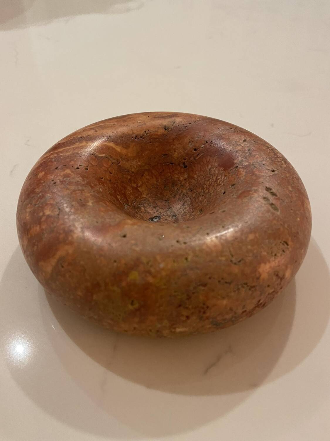 Vintage red travertine ashtray attributed to Sergio Asti for Up&up, Italy, 1970s