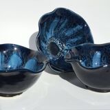3 Vallauris Cups deep blue wavy edge