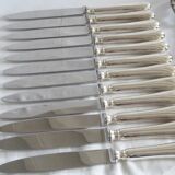 Set of 12 table knives in silver metal