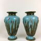 Pair of enamelled ceramic vases Barbotine Art Nouveau