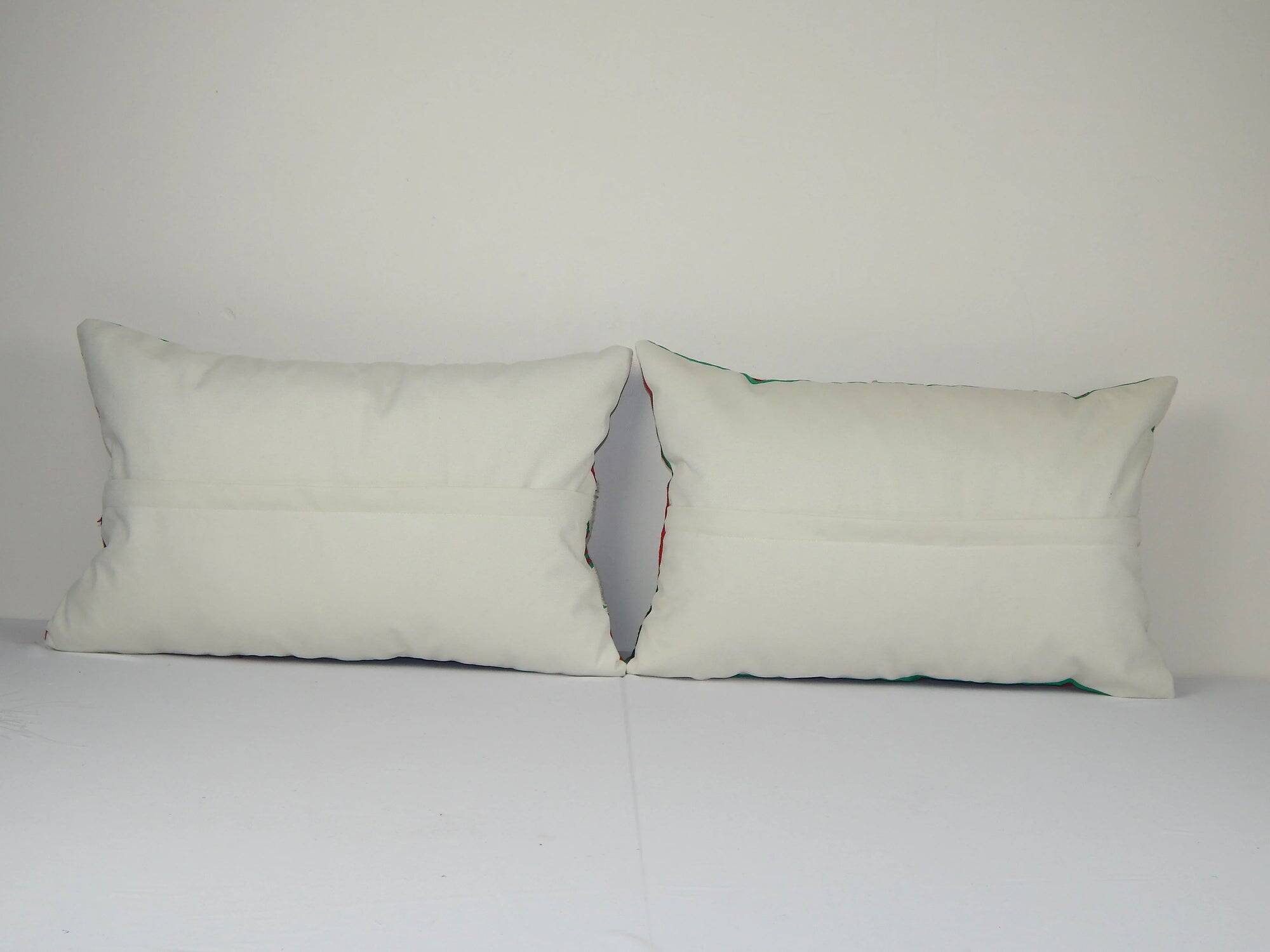 Lot de 2 housses de coussin brodées vintage 41x61 cm