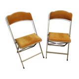 Deux chaises velours or