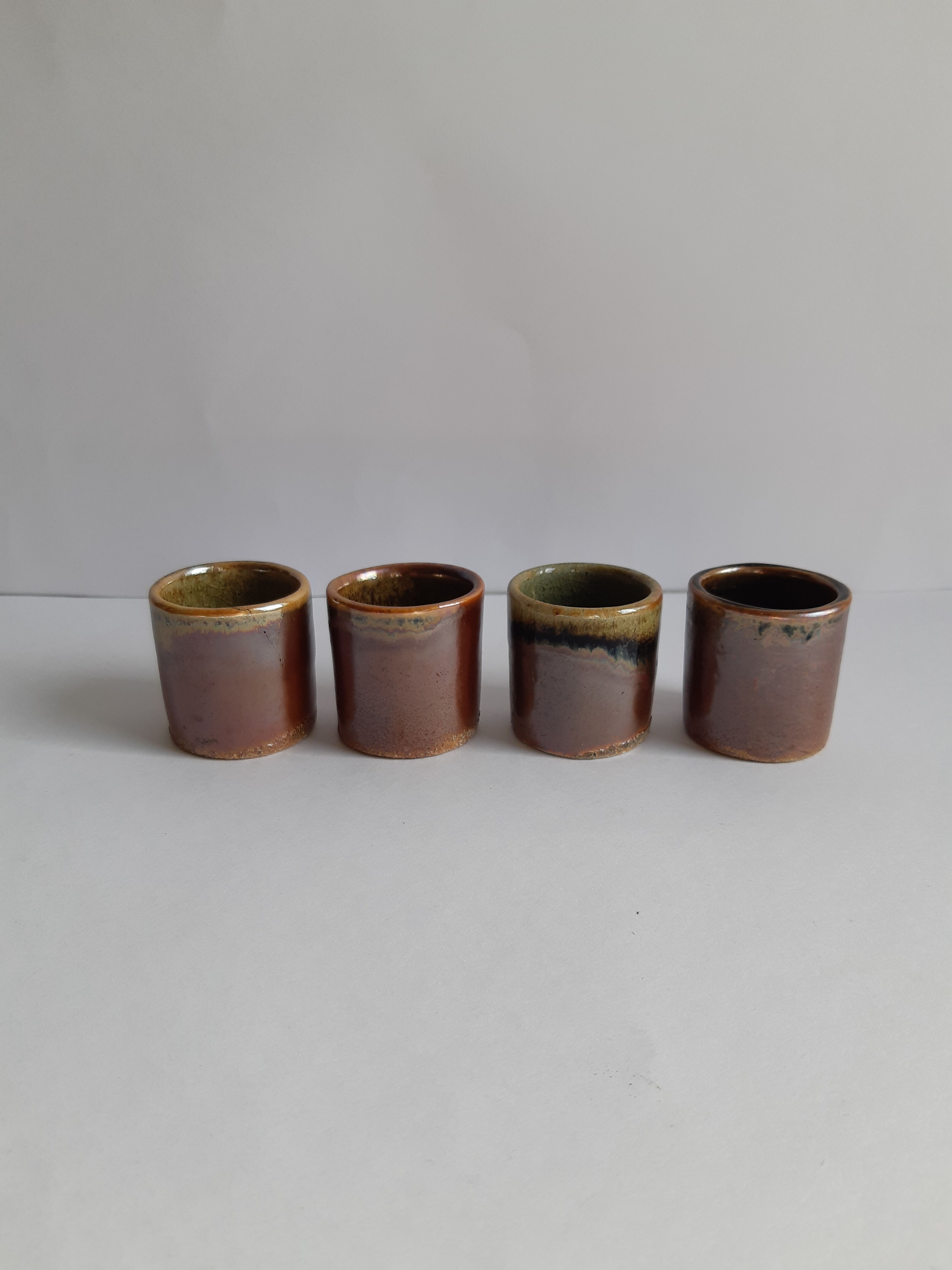 Set of 4 vintage sandstone coquetiers
