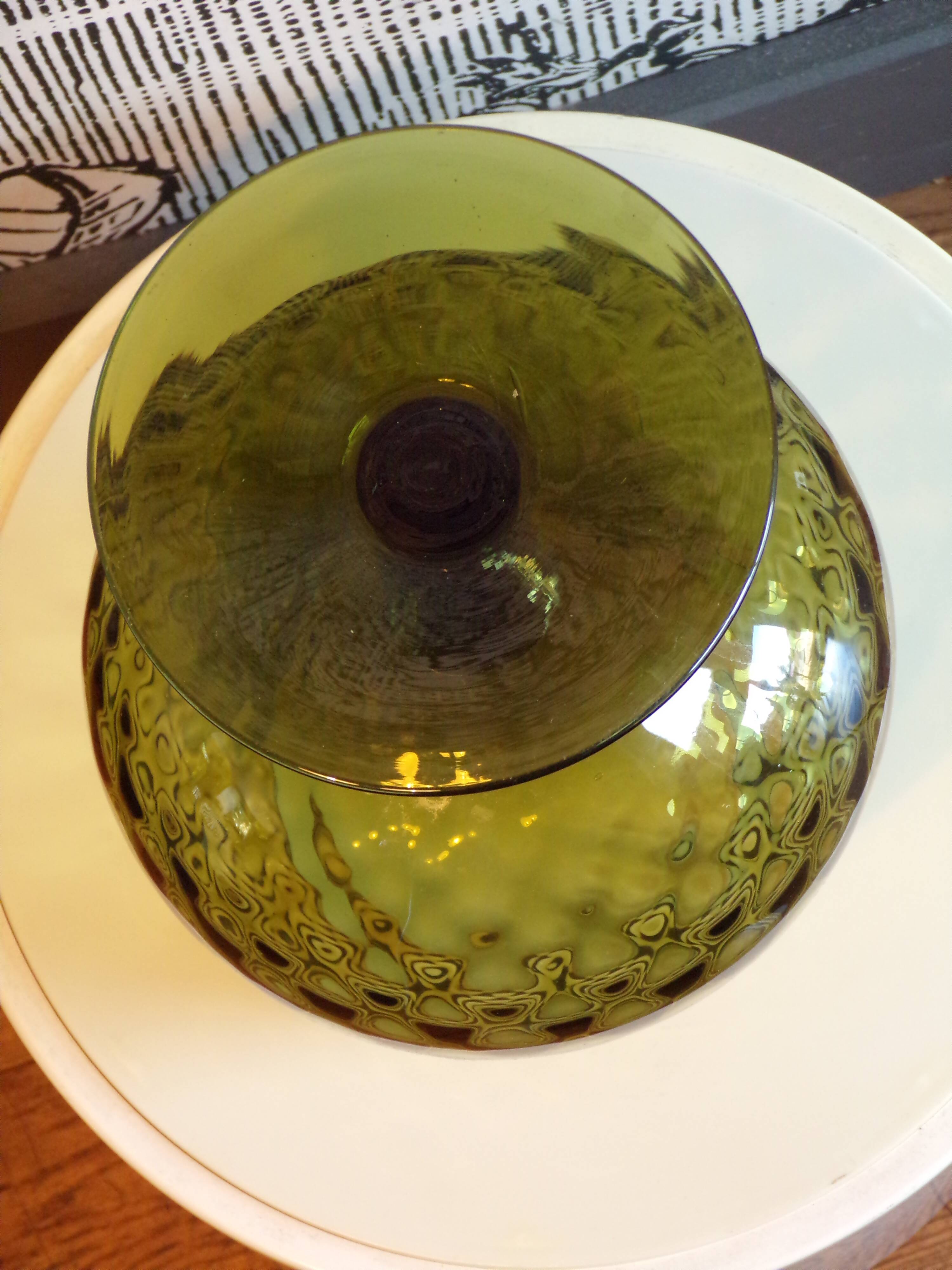 Khaki green empolied vase h=33cm