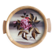 Round Art Deco plate, painted decoration signed, roses