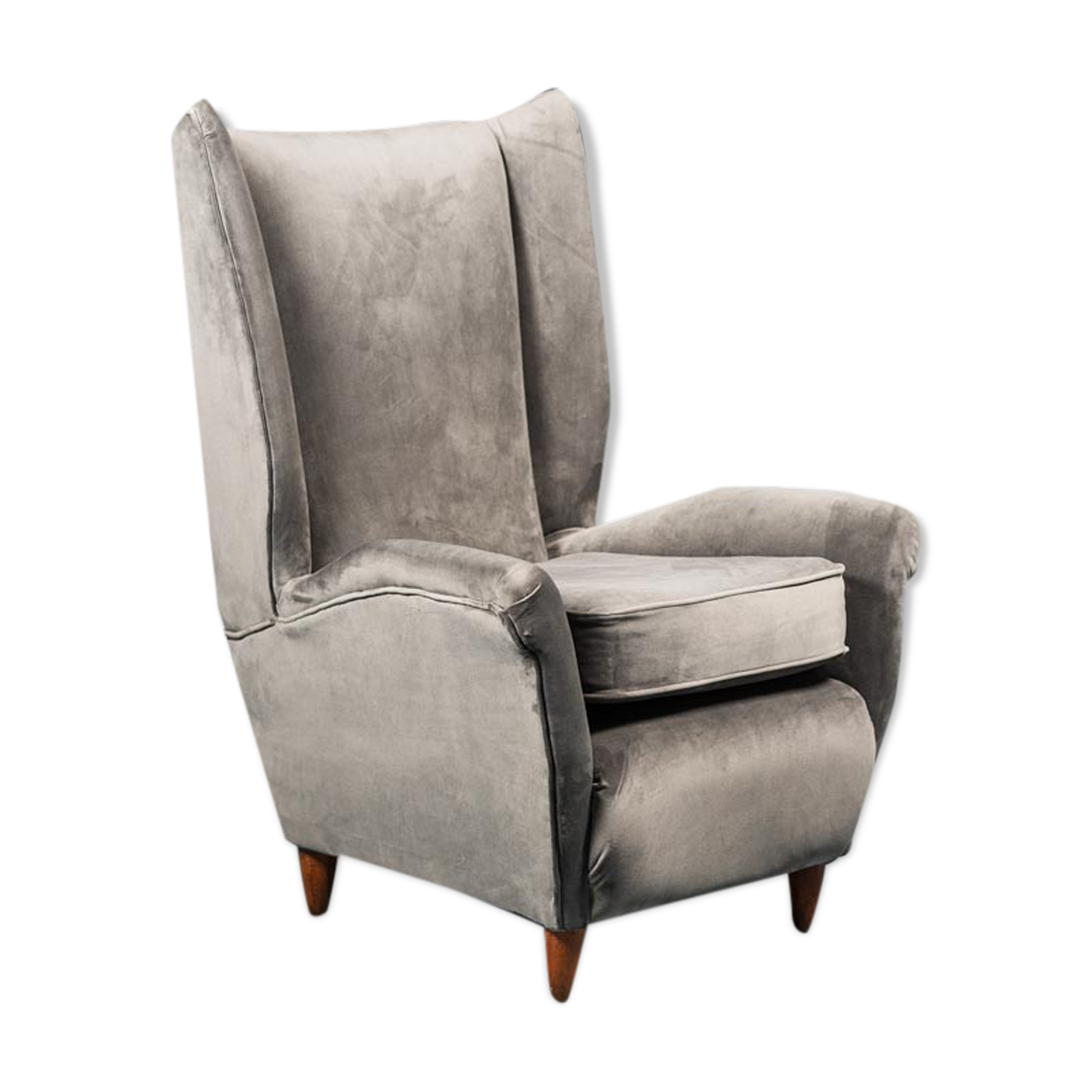 Winged armchair velvet 50s vintage