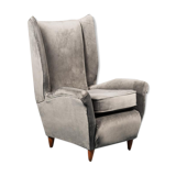 Winged armchair velvet 50s vintage