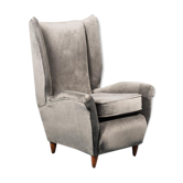 Winged armchair velvet 50s vintage