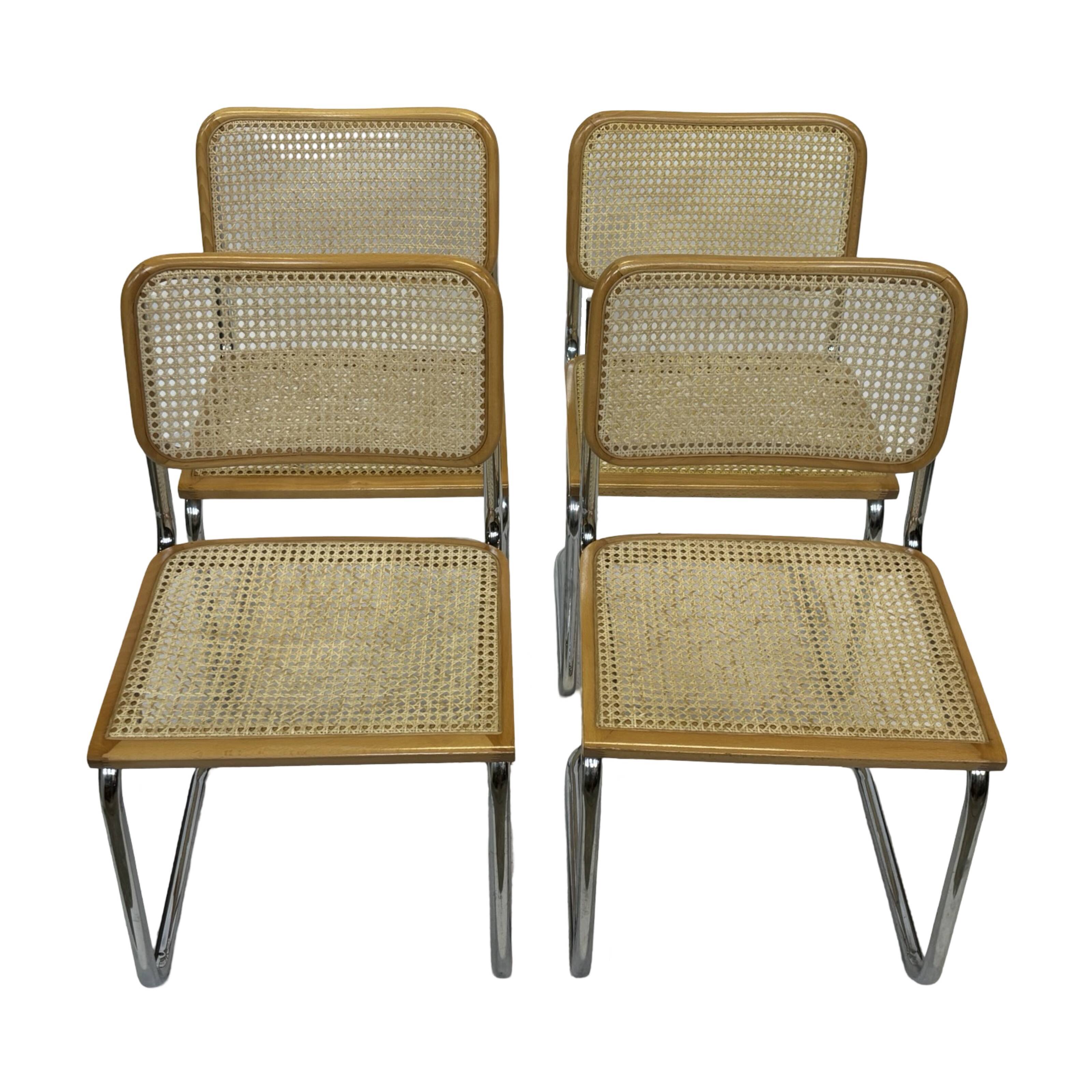 Set of 4 chairs Cesca B32 designed by Marcel Breuer design made in Italy