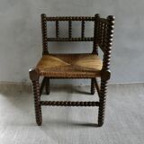 Solid wood corner fire chair, straw seat