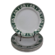 6 flat plates in white and green earthenware Saint Amand Terre de Fer