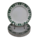 6 flat plates in white and green earthenware Saint Amand Terre de Fer