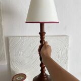 Pair of twisted wooden base lamps